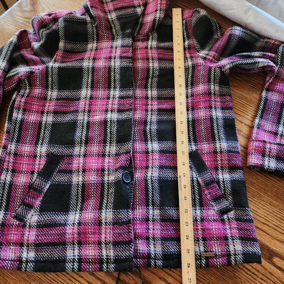 Roxy Plaid Button Close Jacket Coat XL Purple/Black/White Polyester Blend - Picture 7 of 7